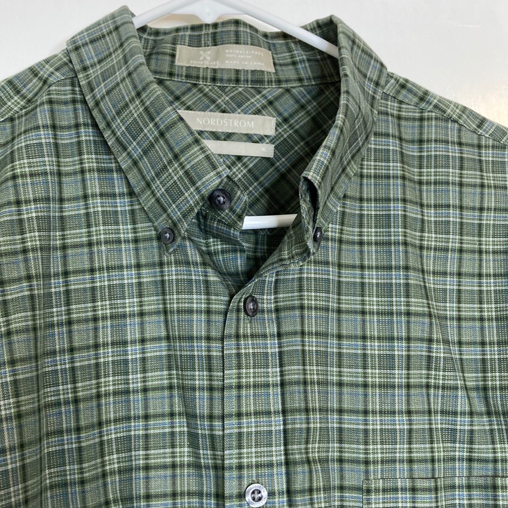 Nordstrom Mens Formal Button Down Plaid Green Dress Shirt - Picture 3 of 14